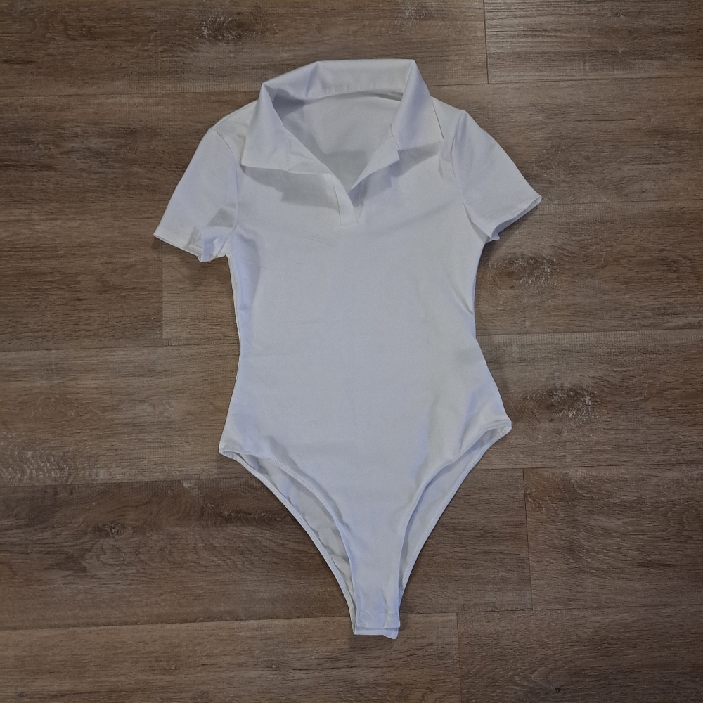 SHEIN EZwear Solid White One-Piece Bodysuit Women's Size 6